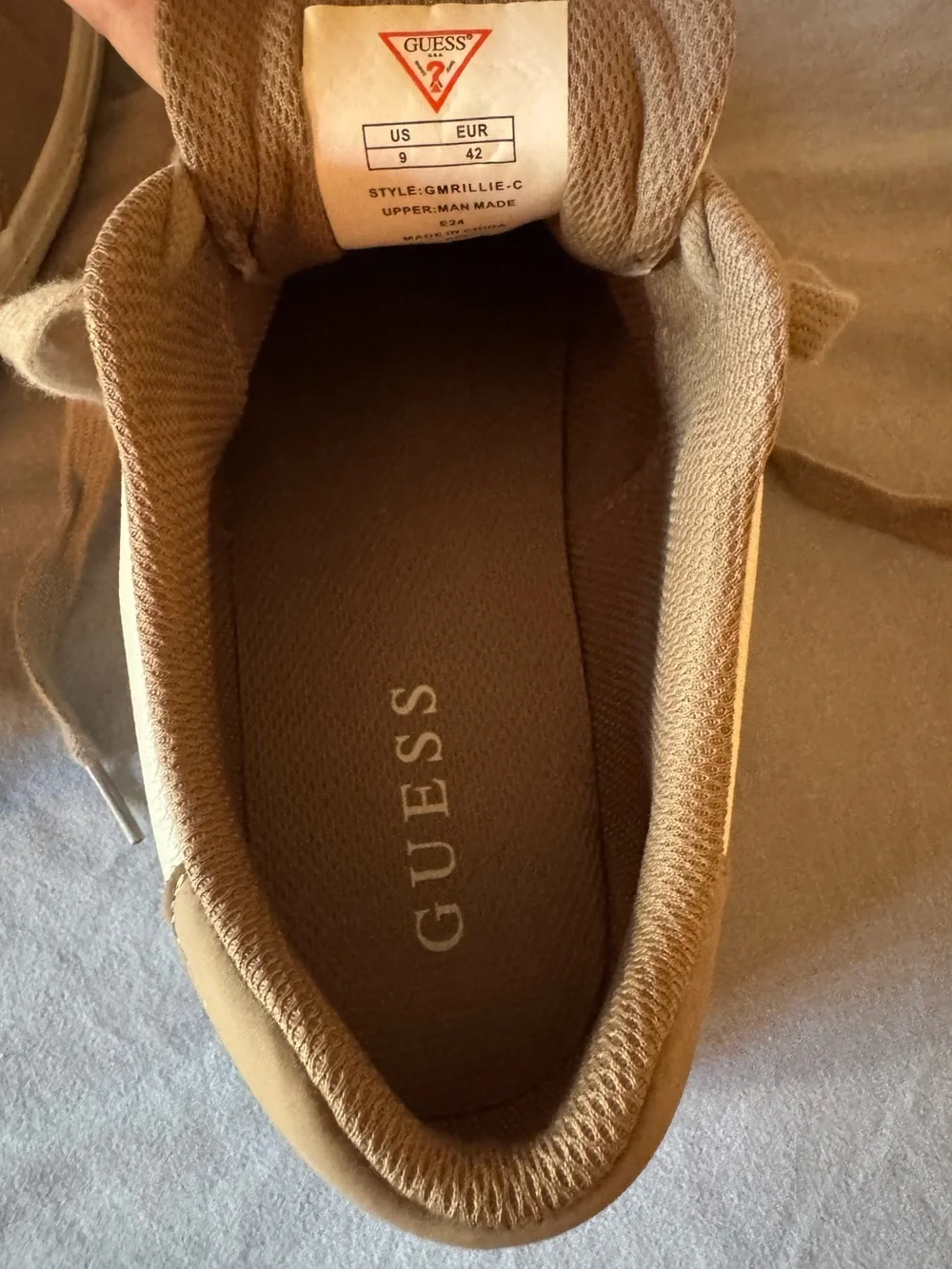 Guess Men's Casual Lace-Up Sneakers in Cream and Tan